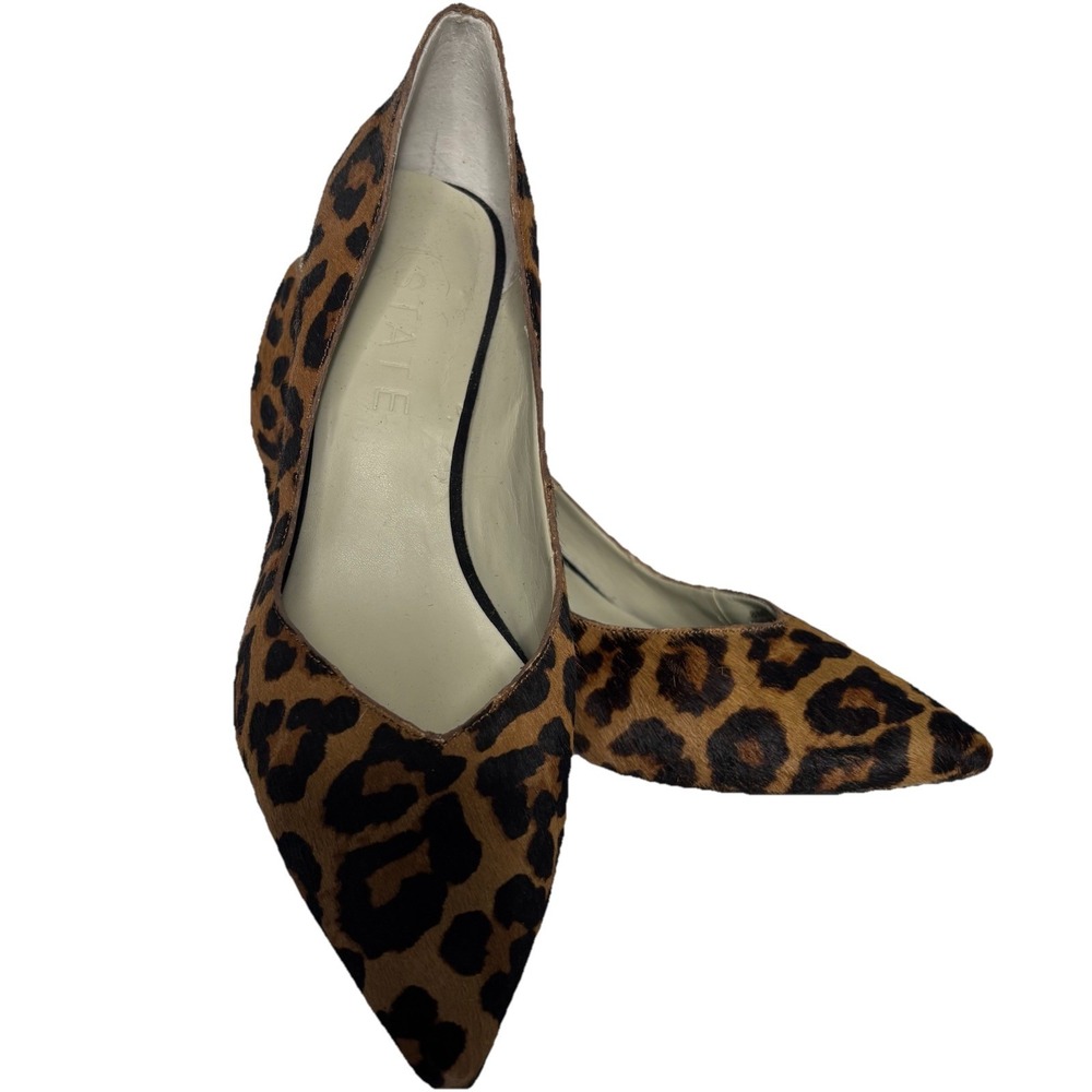 I.State Saffy 2 Genuine Calf Hair Pumps 8M Leopard Print Block Heel Shoe Classic